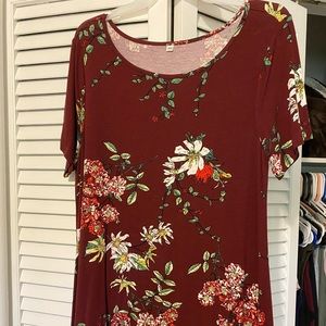 Floral print burgundy blouse